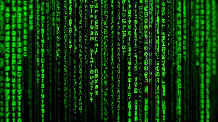digital rain effect with green matrix style on a dark background ready for design