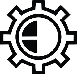 Poster - Abstract gear icon with half black and half white circular design element