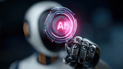 Poster - Robot hand interacting with ai interface