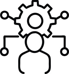 Poster - Person with gear and network connection vector icon for strategy and management concept use case design