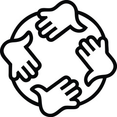Poster - Hands connecting in circle teamwork collaboration partnership unity and cooperation icon vector design