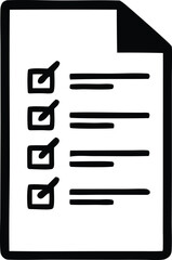 Poster - Checklist document icon a simple black and white illustration of a completed checklist on a sheet of paper