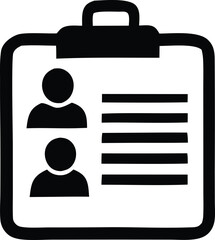 Poster - Clipboard icon depicting two person profiles and a list of information