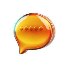 Poster - 3D Gold Speech Bubble Icon Chatbox Message Communication Glossy Render on transparent background