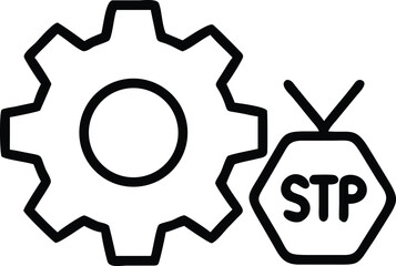 Poster - Stp gear configuration icon for mechanical settings and engineering process optimization graphic design