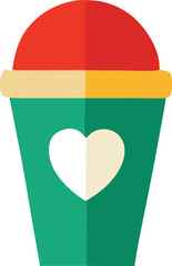 Poster - A colorful illustrated image of a coffee cup with a heart design