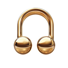 Leinwandbilder - Golden U Shape with Spheres Luxury Aesthetic Elegant Design Isolated on transparent background