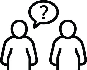 Poster - Two people asking questions icon vector illustration for communication and support concept design element