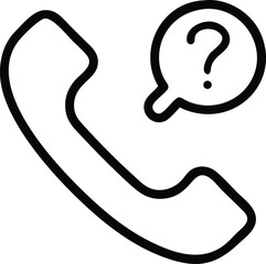 Poster - Phone support helpdesk assistance call center question mark icon vector illustration line art