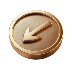 Poster - Golden arrow pointing left icon guidance and navigation direction sign on transparent background