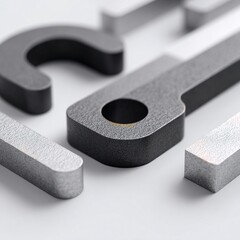Aufkleber - Abstract Grey And Black Metal Shapes Carved Into Matte Surface