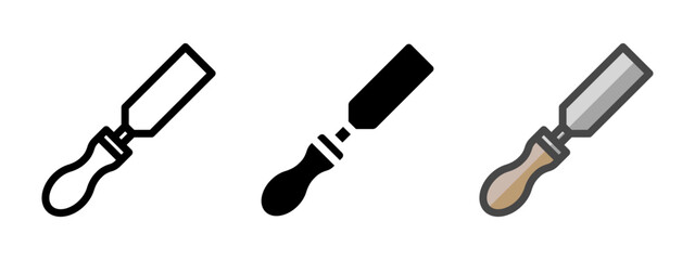 Leinwandbilder - Multipurpose chisel vector icon in outline, glyph, filled outline style. Three icon style variants in one pack.