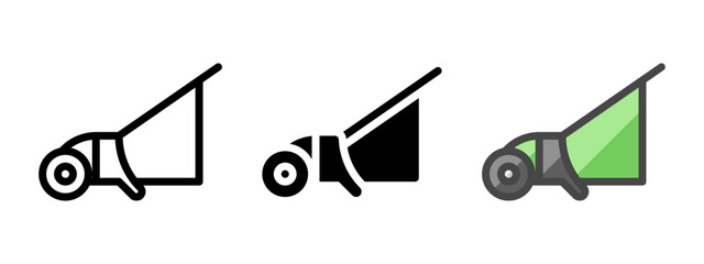 Leinwandbilder - Multipurpose lawn sweeper vector icon in outline, glyph, filled outline style. Three icon style variants in one pack.