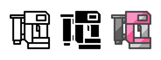 Leinwandbilder - Multipurpose nail gun vector icon in outline, glyph, filled outline style. Three icon style variants in one pack.