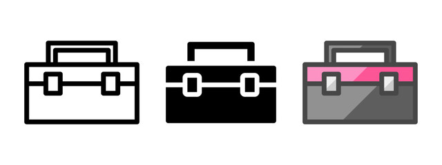 Leinwandbilder - Multipurpose toolbox vector icon in outline, glyph, filled outline style. Three icon style variants in one pack.