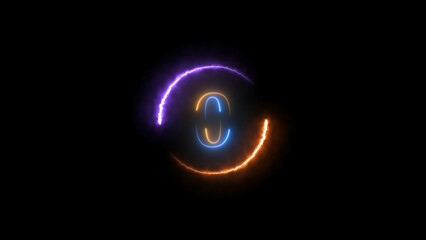 Poster - Abstract Circular Design with Electric Blue and Orange Inner Glow and Purple Outer Ring glowing