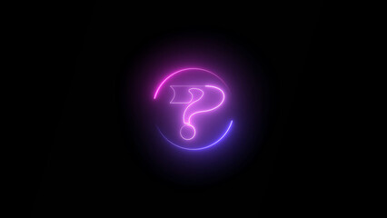 Poster - Neon Question Mark with Circle Outline A Vibrant Symbol of Inquiry and Uncertainty neon question