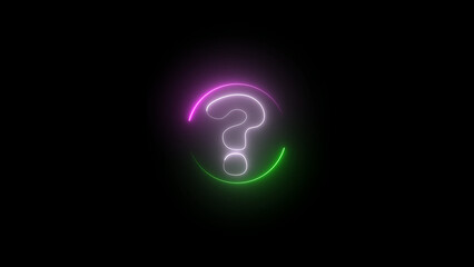 Poster - Neon Question Mark Encircled by Pink and Green Light on a Black Background glowing question