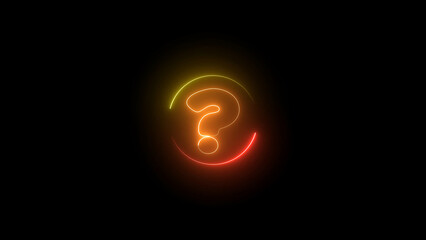 Poster - Glowing Question Mark Surrounded by a Gradient Circle on a Black Background vibrant question mark