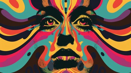 Poster - Vintage psychedelic poster with bold typography and vibrant colors stock photo --ar 16:9 --raw --v 6 Job ID: fe6eedbe-def4-4e71-bf9a-9c2efe653431