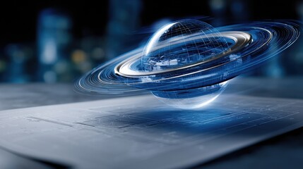 Poster - A blue sphere with a globe on top of it