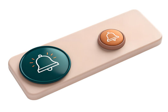 Elegant Notification Bell Buttons 3D Render of Modern UI Elements