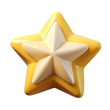 3d rendered yellow star icon isolated on transparent background