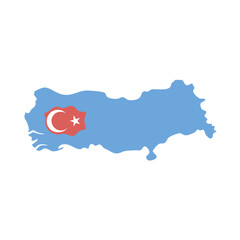 Poster - Turkey map silhouette with flag illustration in blue color  