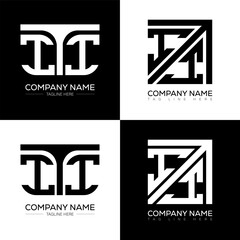 Fototapete - ITI minimalist and classic logo set design. ITI flat and simple style with black and white color variation letter logo set in one artboard.