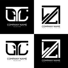 Fototapete - LTL minimalist and classic logo set design. LTL flat and simple style with black and white color variation letter logo set in one artboard.