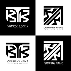 Fototapete - KTK minimalist and classic logo set design. KTK flat and simple style with black and white color variation letter logo set in one artboard.