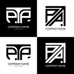 Fototapete - PTP minimalist and classic logo set design. PTP flat and simple style with black and white color variation letter logo set in one artboard.