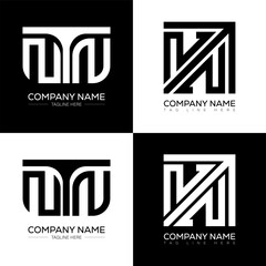 Fototapete - NTN minimalist and classic logo set design. NTN flat and simple style with black and white color variation letter logo set in one artboard.