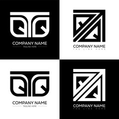Fototapete - QTQ minimalist and classic logo set design. QTQ flat and simple style with black and white color variation letter logo set in one artboard.