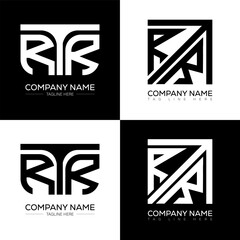 Fototapete - RTR minimalist and classic logo set design. RTR flat and simple style with black and white color variation letter logo set in one artboard.