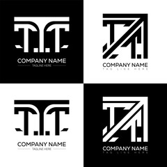 Fototapete - TTT minimalist and classic logo set design. TTT flat and simple style with black and white color variation letter logo set in one artboard.