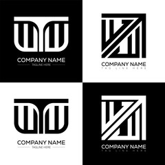 Fototapete - WTW minimalist and classic logo set design. WTW flat and simple style with black and white color variation letter logo set in one artboard.