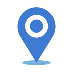 Poster - Blue location pin icon with circular design on white background  
