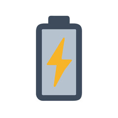 Poster - Battery icon with charging symbol in flat design style  