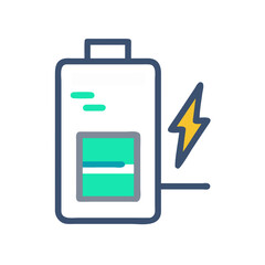 Poster - Battery charging icon with lightning bolt and green indicator  