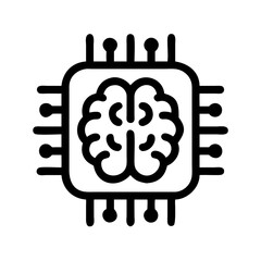 Poster - Brain graphic with microchip design in minimalist style  