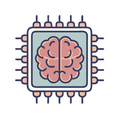 Poster - Brain chip illustration with neural connections and modern design  