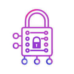 Poster - Digital lock icon with circuits in modern gradient style  