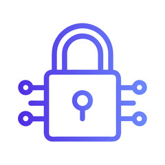 Poster - Digital padlock icon with circuit design in blue gradient  