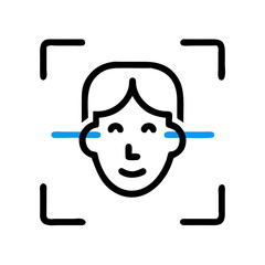 Poster - Facial recognition icon with smiling character in a square frame  