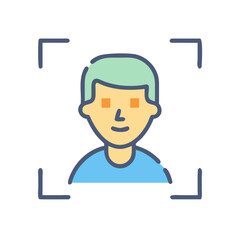 Poster - Animated face recognition illustration of a smiling young man  