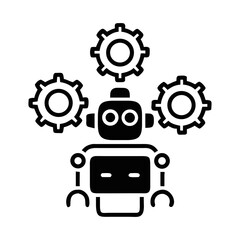 Poster - Robot juggling gears in a minimalistic vector illustration  