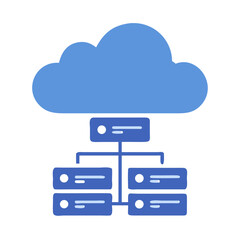 Aufkleber - Cloud computing network structure with servers and data flow diagram  