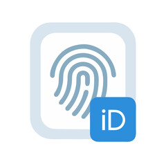 Poster - Fingerprint icon with ID symbol in minimalist design  