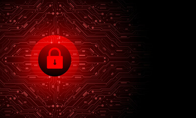 Leinwandbilder - Abstract data security red circuit board technology connected lines electronics elements computer motherboard chip processor semiconductor digital on white background vector